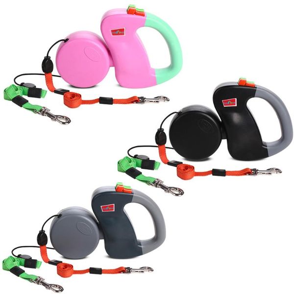 

automatic retractable dogs traction rope creative double dog walking leash chain dual headed pet leashes pets supplies