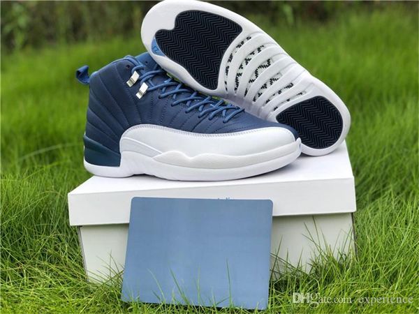 

release authentic 12 indigo stone blue legend blue obsidian 12s real carbon fiber basketball shoes mens outdoor sneakers with original box