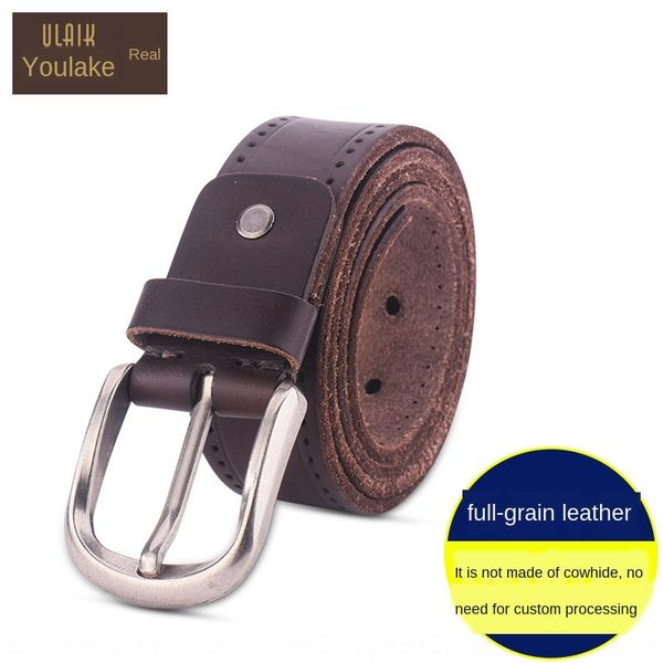 

men's leather leather belt for the first layer washed casual pin buckle belt, Black;brown