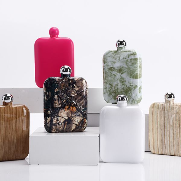 

square wine personality pot 5oz stainless steel hip flask mini lacker fashion bottle pots logo custom made solid colors mug 16 5ml b2