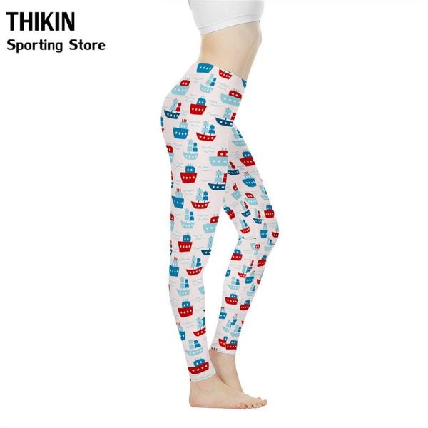 

thikin custom your logo/print/picture elastic fitness yoga tights casual boat cartoon slim running sportswear women yoga pants, White;red