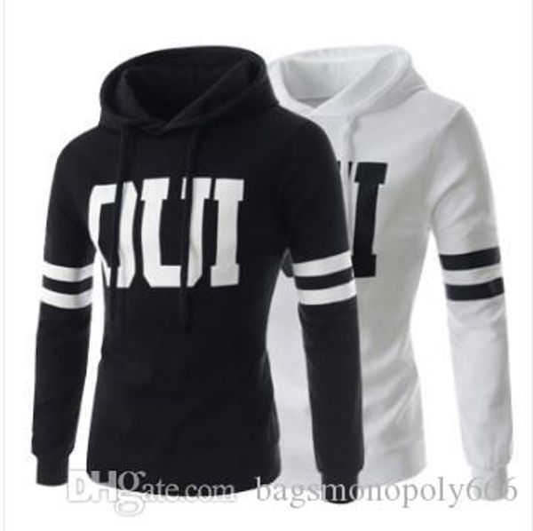 

2019 spring and autumn new men's casual hooded sweater coat fashion handsome letter print slim sweater men, Black