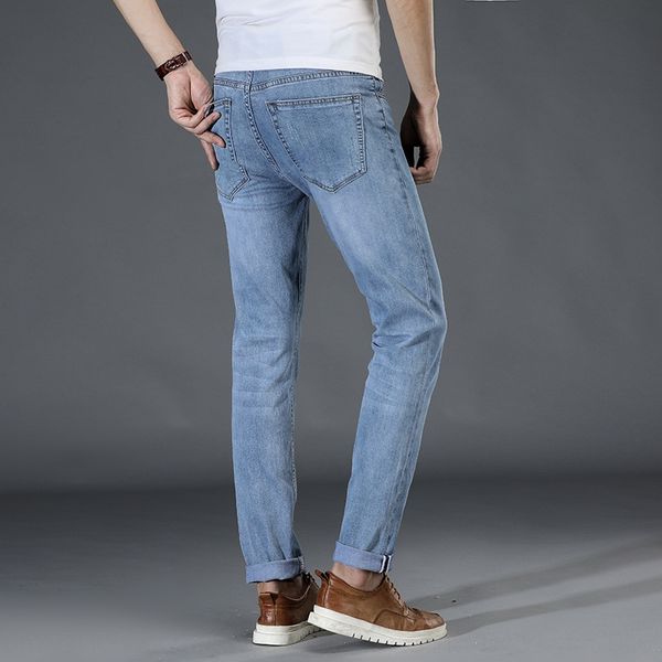 

new thin and stretch slim business straight pants 501 new thin and stretch jeans slim business men's jeans men's straight pants 50, Blue