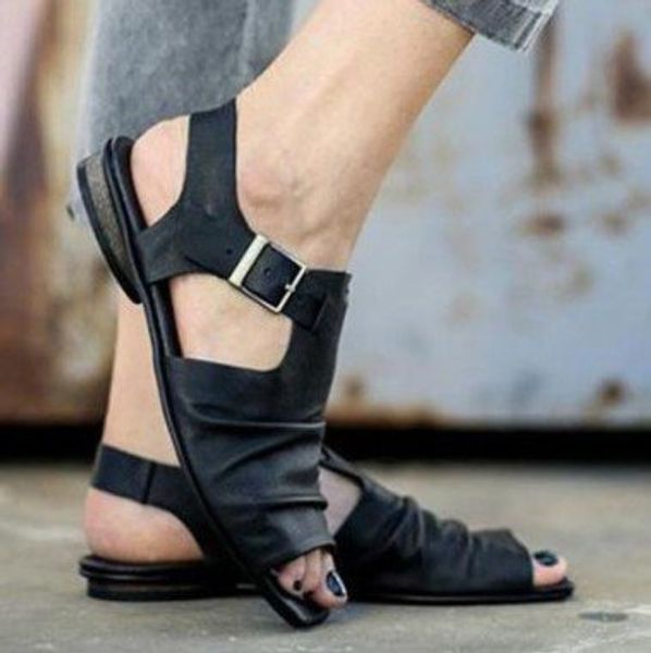 

2020 gladiator sandals women spring summer beach shoes peep toe casual sandalias female rome style outdoor buckle strap sandals, Black
