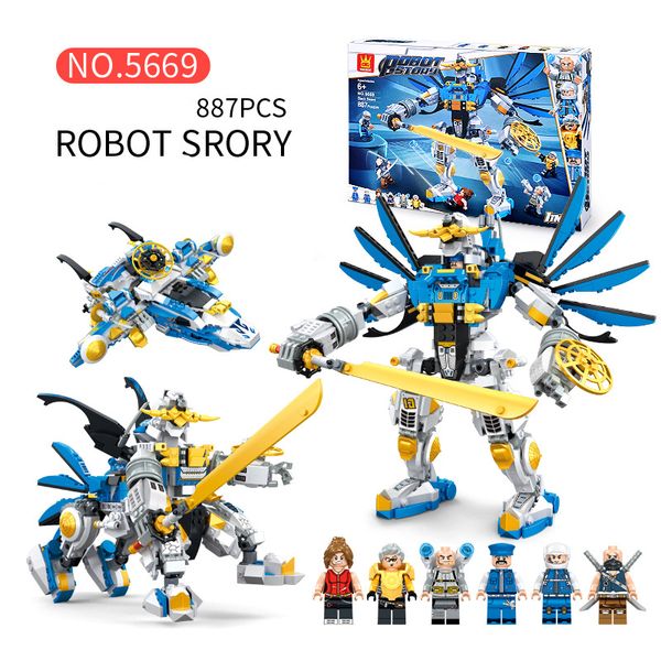 

887pcs робот строительных блоков diy kit creative assembly игрушка милый робот кукла для детей ребенок интеллектуальной игрушки мальчиков по