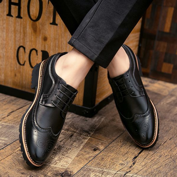 

2020 men dress leather fashion derby shoes classic casual business wedding footwear lace-up british style male formal shoe cx200731, Black