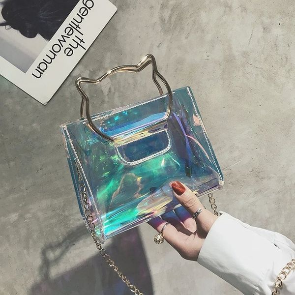 

2020 laser women's transparent jelly bag chain handbag shoulder bag korean crossbody