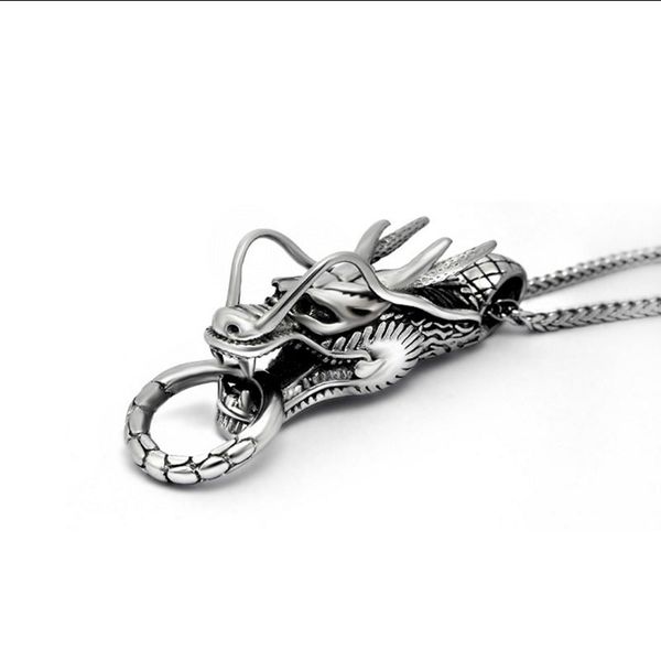 

vintage winged dragon pendant necklace for girl boy stainless steel no fade jewelry, Silver