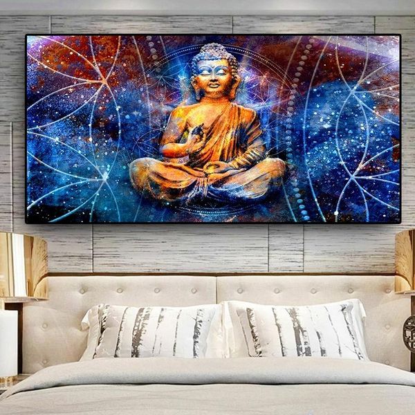 

modern abstract psychedelic zen lord buddha canvas painting religious posters and prints wall art pictures for living room home decor