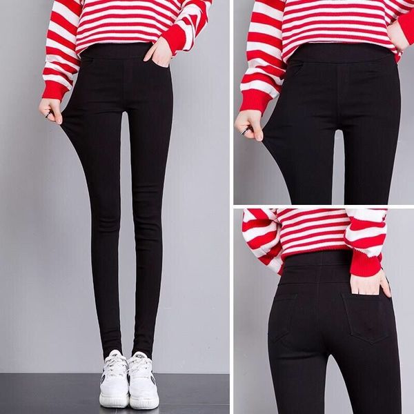

2020 new high elastic skinny jeans for women pencil legging stretch black slim legging jeans denim lady, Blue