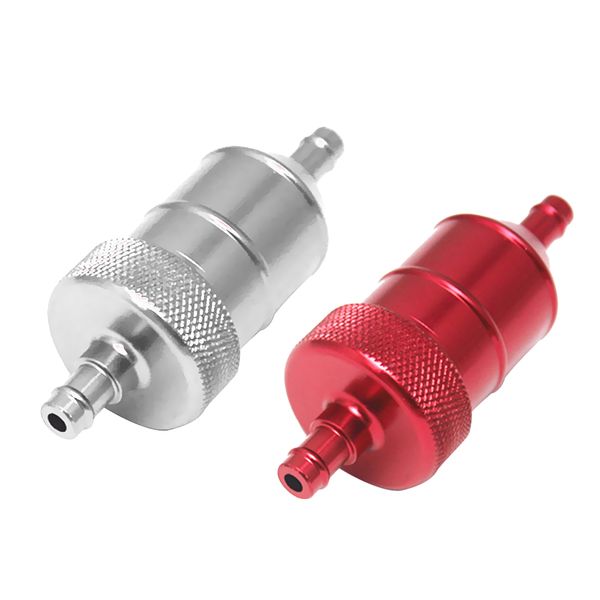 

2 pieces 8mm aluminium inline fuel petrol diesels filter universal red+white