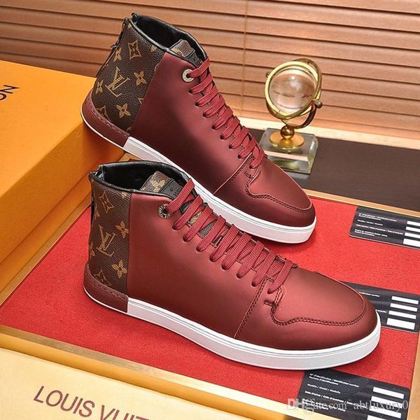 

fashion men shoes comfortable high casual shoes outdoor walking vintage footwears lace -up sports luxury leather men boots, Black