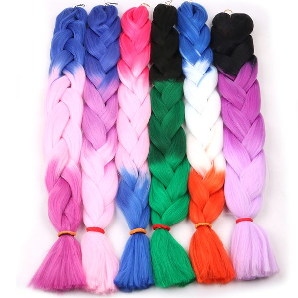 Ombre sintético trançando cabelo dobrado 32 polegada 165g três cor jumbo caixa tranças crochet yaki tranças sintéticas tranças sintéticas