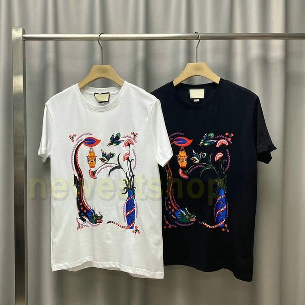 

2020 spring summer europe paris designer letter print t shirt fashion tee tshirt men womens casual cotton birds print t-shirt breathable tee, White;black
