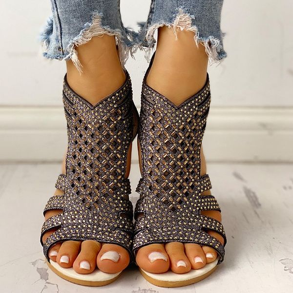 

laamei women shoes sandals summer low heel shoes pu leather fashion luxury hollow out women designers zapatos de mujer 01d cs02, Black