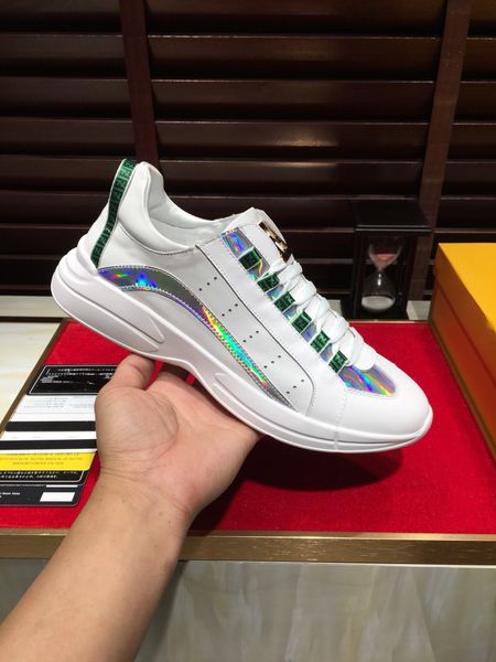 

2020b high-end men's casual shoes lace-up outdoor flat trainer sneakers leather low-men's breathable tennis sneakers 38-451, Black