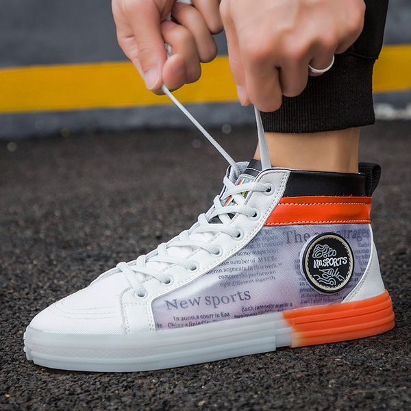 

personalized transparent mesh board shoes trendy men's canvas shoes skateboard classic mens casual zapatillas hombre, Black