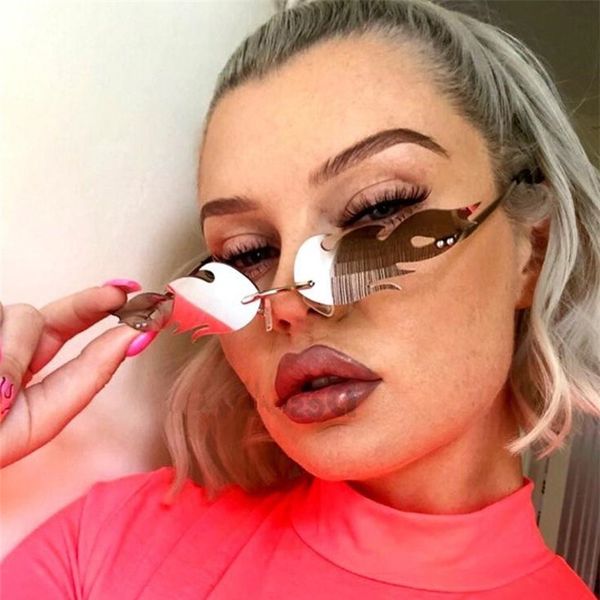 

zuee popular flame sunglasses european and american fashion trendy luxury glasses men/women metal frameless rimmless eyewear, White;black