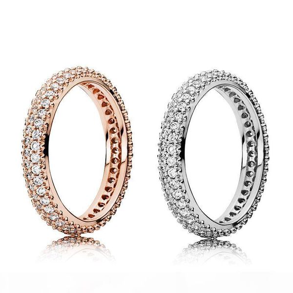

100% 925 серебряных колец с кубическими коробками циркона оригинала для pandora моды кольца для дня святого валентина розового золота обруча, Silver