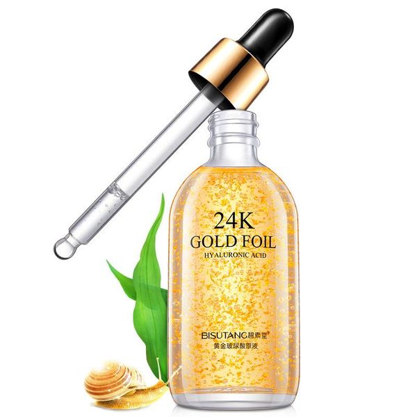 

24k gold Hyaluronic solution skin care essence Make skin smooth tender and elastic Deep water supplement Repair Pores Bulkiness serum !