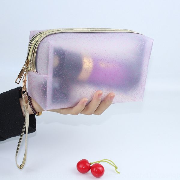 

new fashion cosmetic waterproof flash powder eva cosmetic transparent wash bag women's fashion bag, White