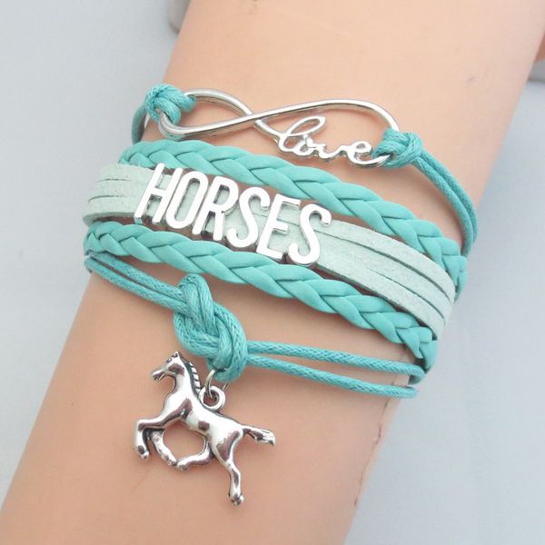 

infinity love letters horse bracelet charm bracelets new style handmade leather bracelet for christmas gifts, Golden;silver