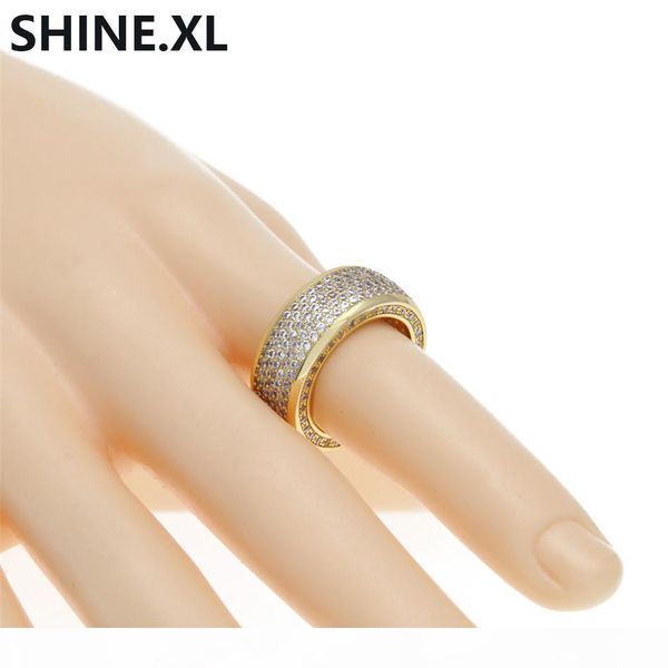 

hip hop rock gold silver color plated micro pave zircon round ring full iced out bling ring for male gift jewelry