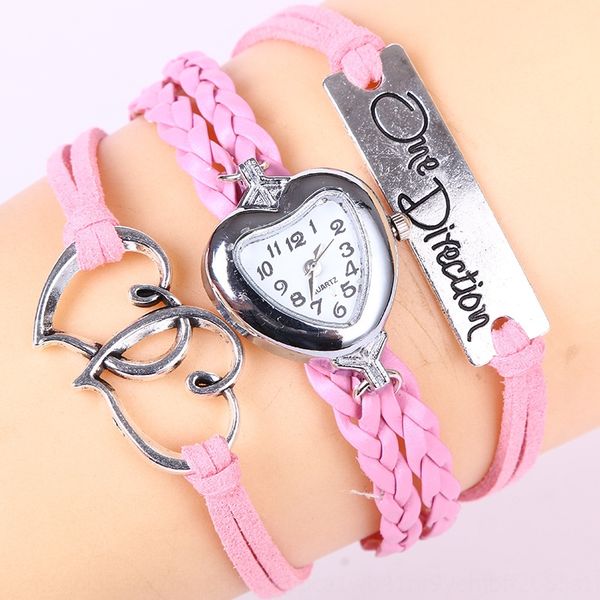 

9pwun sale one direction heart-shaped hand-woven women's table chain one-way one direction heart-shaped hand-woven women's watch b, Blue