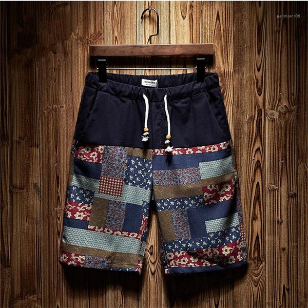 

clothes chinese style men beach shorts summer print knee length man shorts casual loose designer man, White;black