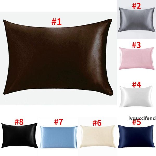 

silk satin pillowcase home smooth ice silk pillow case zipper pillow cover bedroom cushion cover dda29