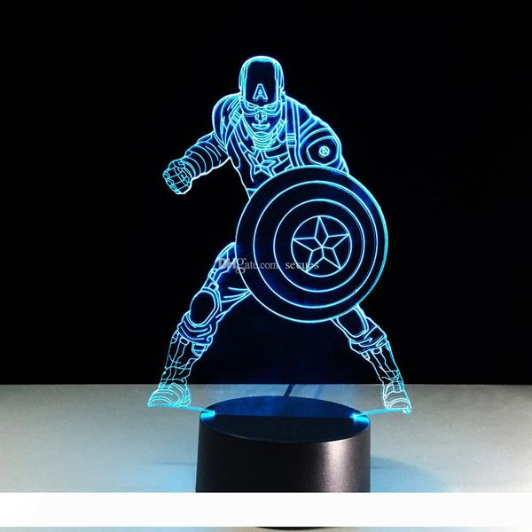 

2017 Captain America 3D Illusion Night Lamp 3D Optical Lamp Battery DC 5V Wholesale Free Shipping