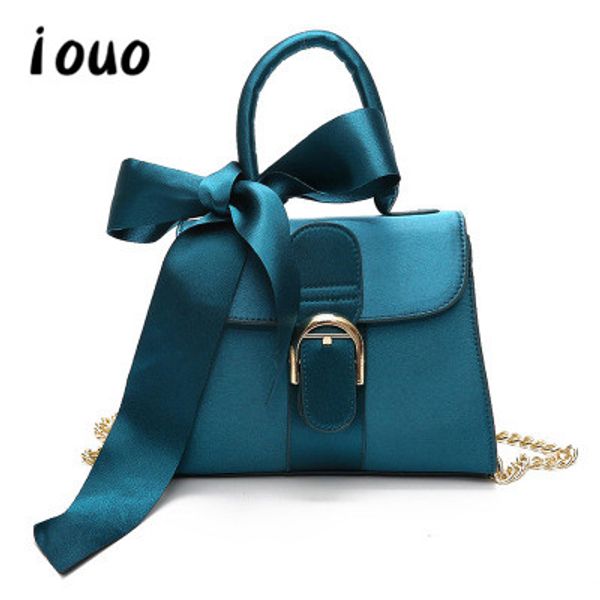 

iouo genuine woman shoulder bag handbag 2020 new ladies fashion bow velvet square bag