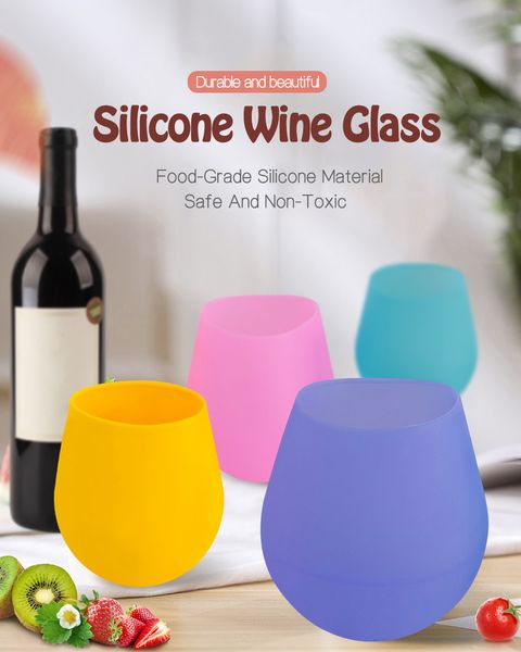 Atacado Food Grade Silicone Copo Drinking 4pcs / set vidro portátil Wine telescópica Folding Home Office Outdoor Viagem Camping Vidro bebendo