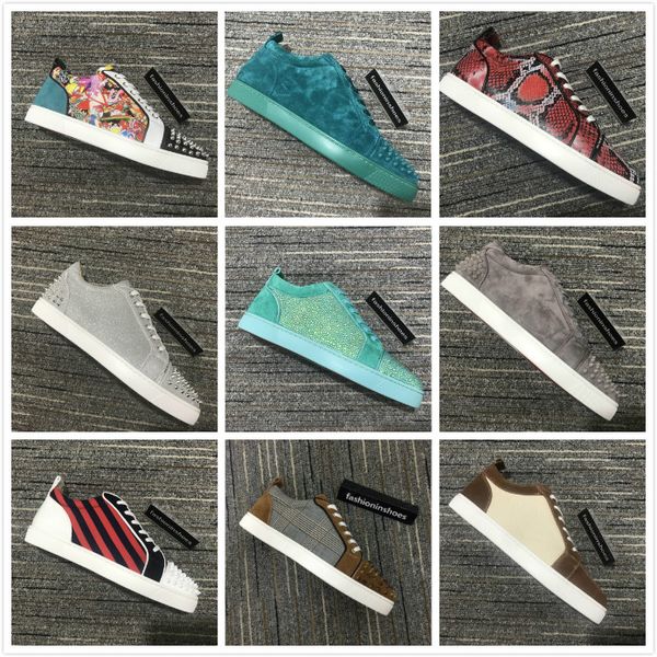 

luxury red bottoms men designer shoes junior strass orlato men's flat crystal triple martin shoes red bottom sneaker cc off and white w, Black