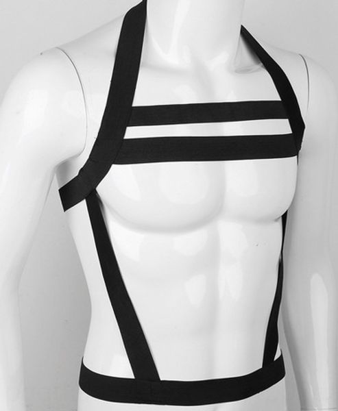 

men's big hp dancing performance gay clothing men's underwear binding belt e415 underwear chest strap chest strap, Black;white