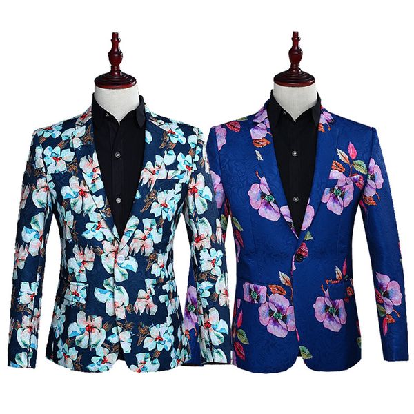 

floral casual slim blazers 2020 new arrival fashion male suit jacket men suite prom blezer masculino, White;black