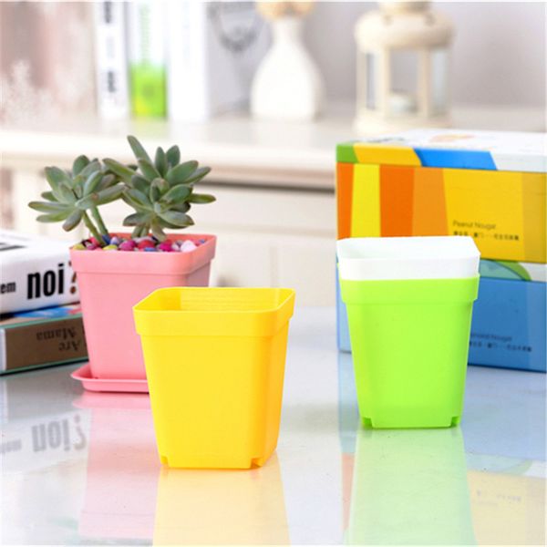 

mini flower pots with chassis colorful plastic nursery pots flower planter for gerden decoration home office desk planting