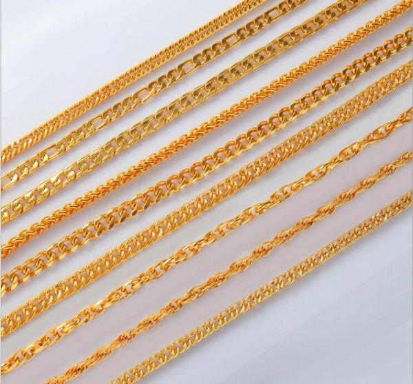 

men's 18k gold necklace bracelet jewelry set plating gold 8mm 9mm 10mm 12mm*60cm 9 style selection side chain twist chain cuba chain, Silver