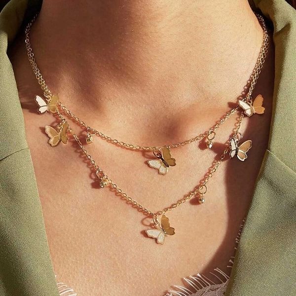 

mayforest wholesale bohemian acrylic candy color butterfly pendant necklace statement necklace for women necklace jewelry gifts clearance, Silver