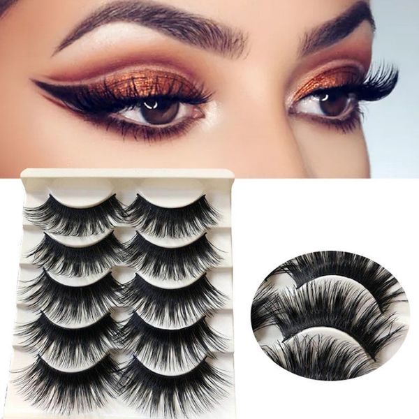 

5 pairs of hard stalk false eyelashes, thick crosses, long and exaggerated nightclub stage performances, latin dance eyelashes