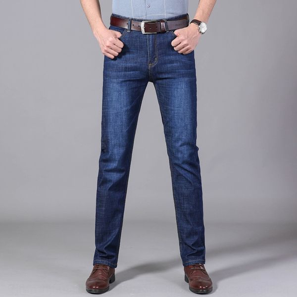 

2019 men's straight large size mid-waist men's jeans thin business all-match trousers for jeans and jeanspants and jeansyoung men, Blue