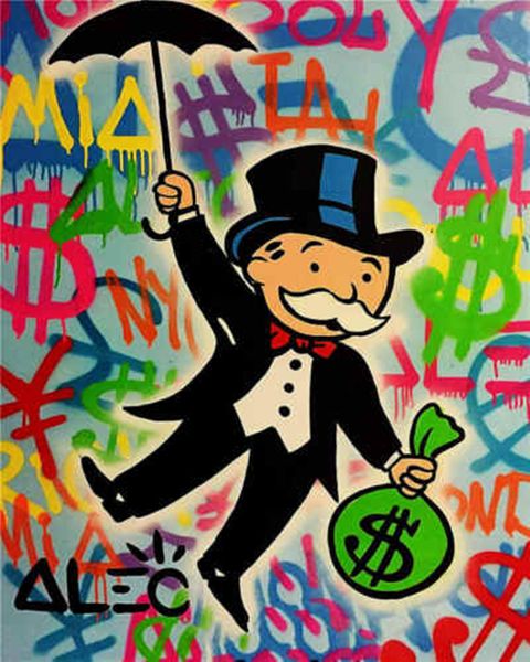 

alec monopoly graffiti art for sale umbrella home decor handcrafts /hd print oil painting on canvas wall art canvas pictures 1133