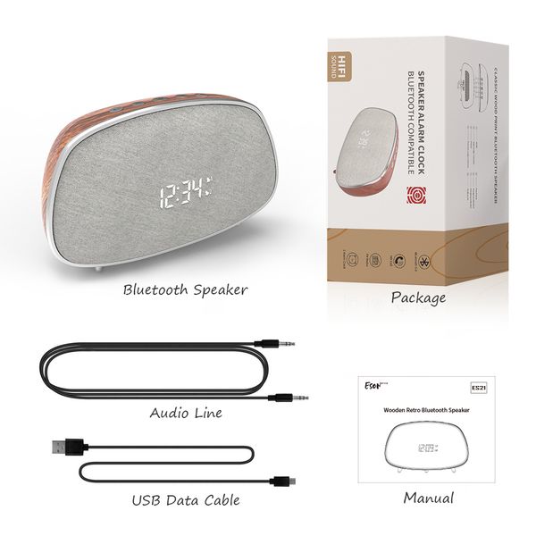 

2020 style retro wood bluetooth speaker wireless outdoor loudspeaker portable fm radio electronic alarm clock speakers