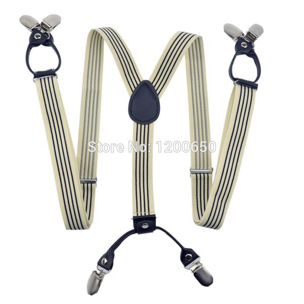 

2020 men's suspenders casual fashion braces leather women's suspender adjustable 6 clip belt strap 2.5*105cm, Black;white