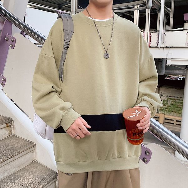 

men's hoodies & sweatshirts mens autumn fashion solid color casual o neck sweatshirt streetwear wild loose hip hop pullover male, Black