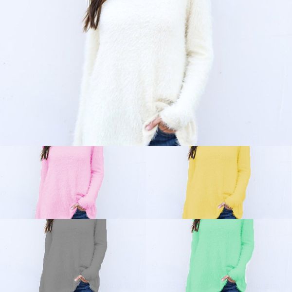 

2019 new top свитер мода сплошного цвета женщин с длинным рукавом свитер топ блудниц в, White;black