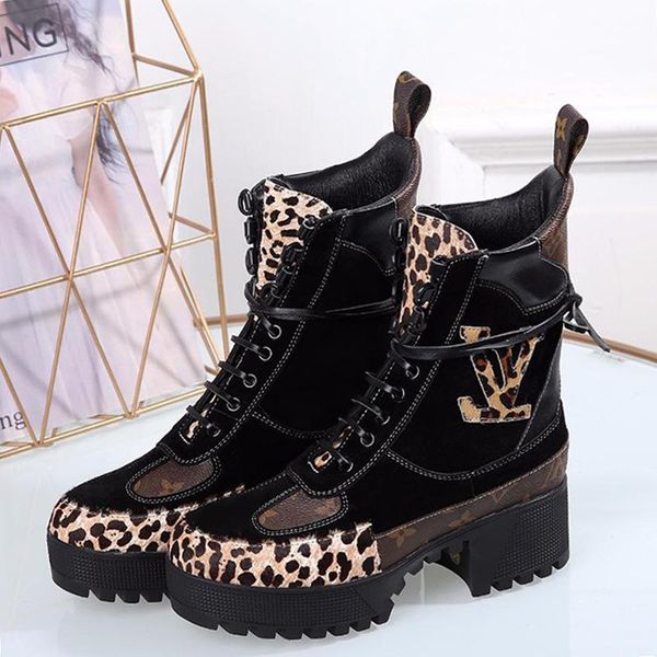 

women ankle boots fashion shoes luxury chaussures de femme women shoes high -martin boots bottes femmes laureate platform desert boot, Black