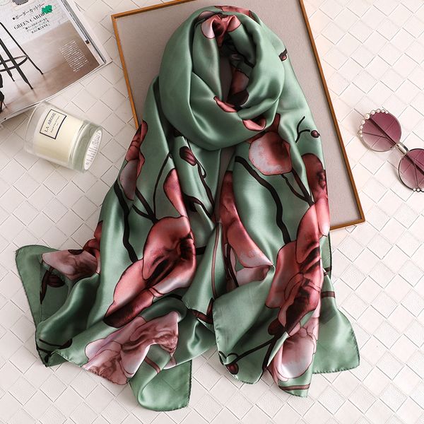 

green coffee beige color scarf flower decoration holiday beach shawl for women elgant hijabs, Blue;gray