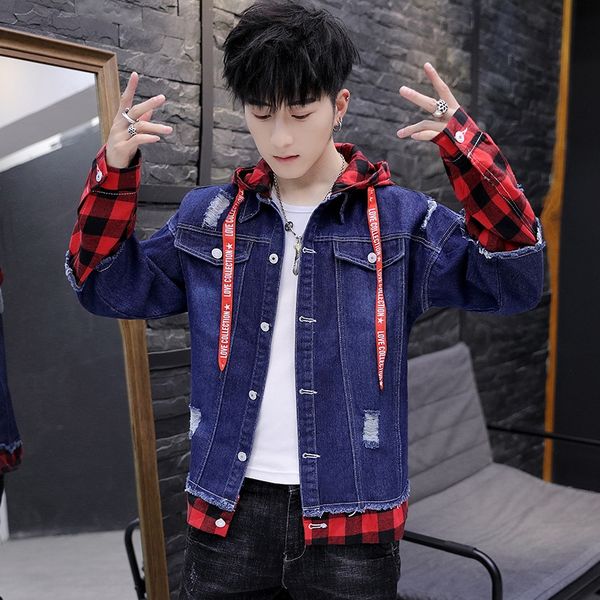 

2020 new denim korean style trendy denim jacket men's couple casual jacket fashionable student men's clothing, Black;brown