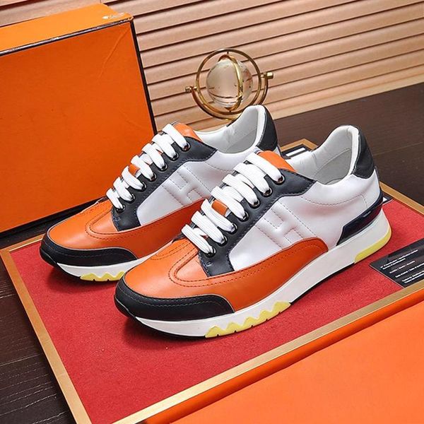 

2020 mens shoes casual trail sneaker in calfskin men shoes big size leather rubber sole fashion luxury footwear chaussures pour hommes male, Black